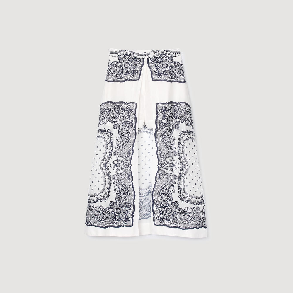 Bandana-motif skirt shorts White / Blue Sandro Women