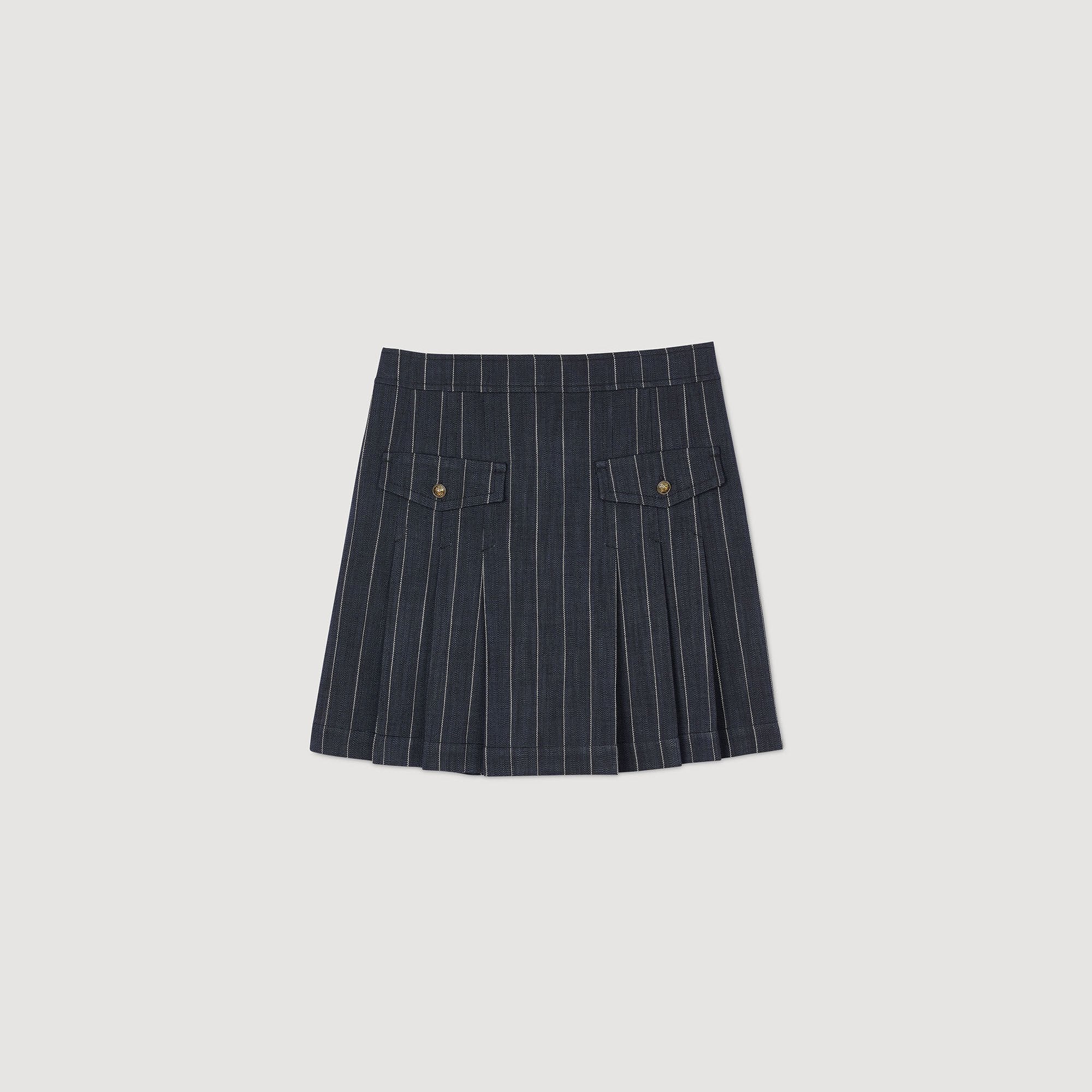 Mini striped pleated skirt Navy / Ecru Sandro Women