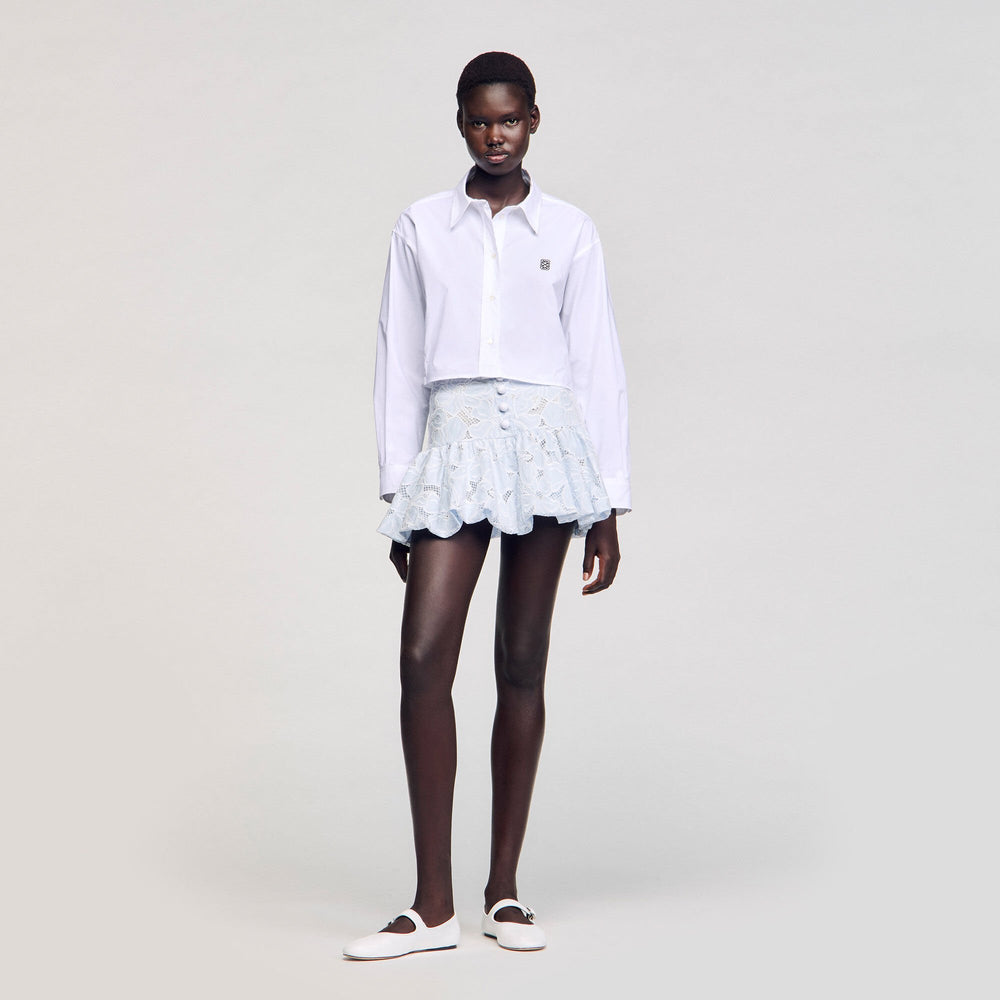 Mini guipure skirt Sky Blue Sandro Women