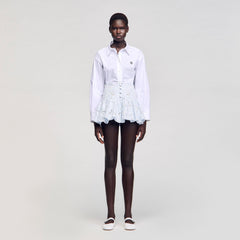 Mini guipure skirt Sky Blue Sandro Women