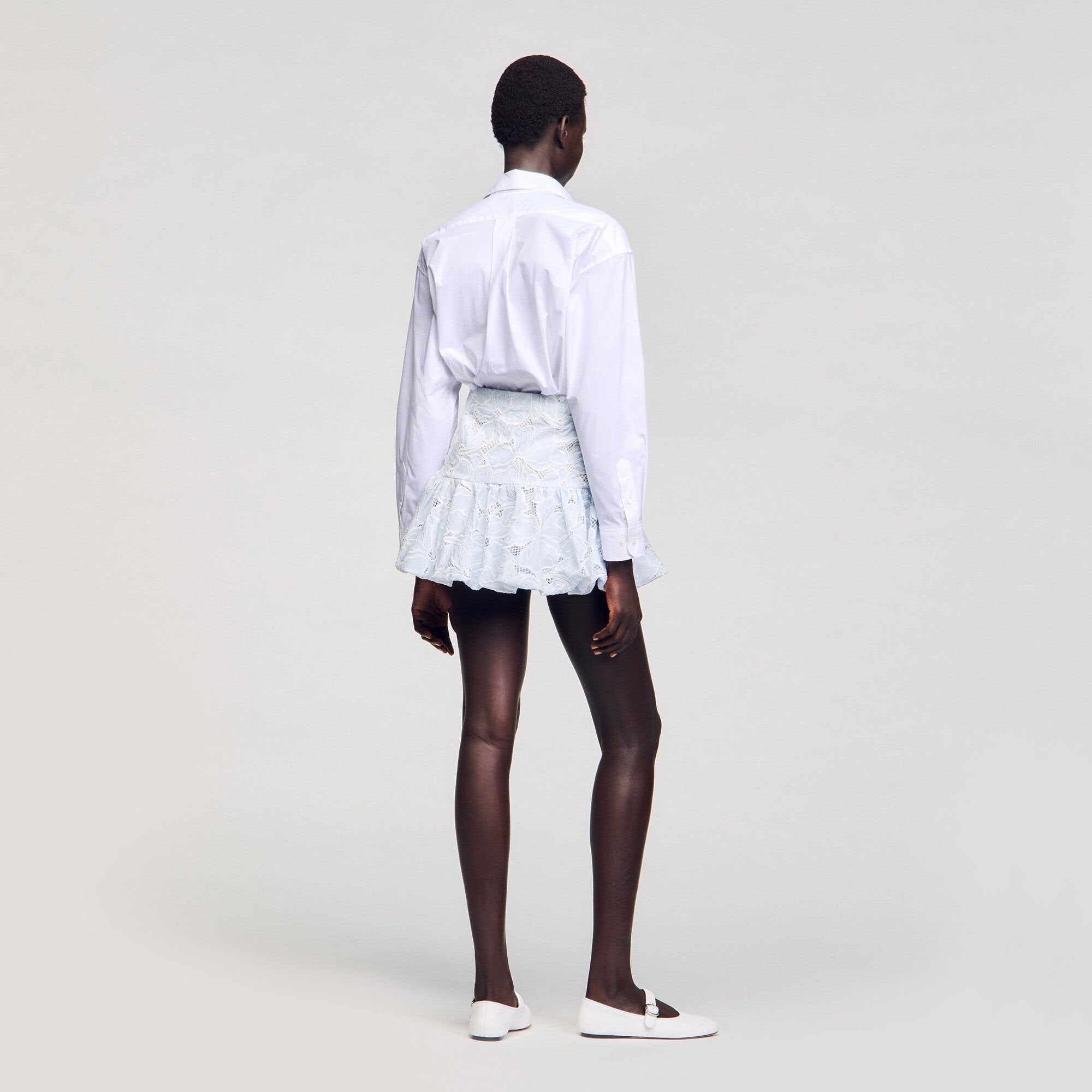 Mini guipure skirt Sky Blue Sandro Women