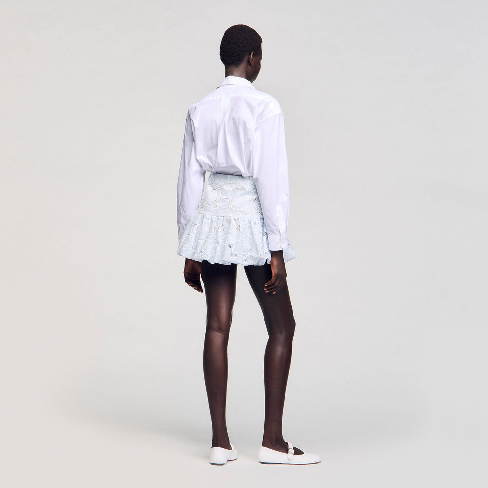 Mini guipure skirt Sky Blue Sandro Women