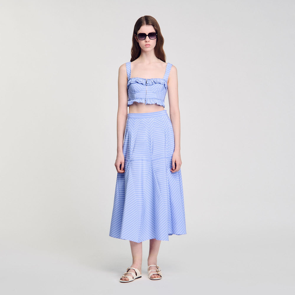 Maxi striped skirt Blu / White Sandro Women