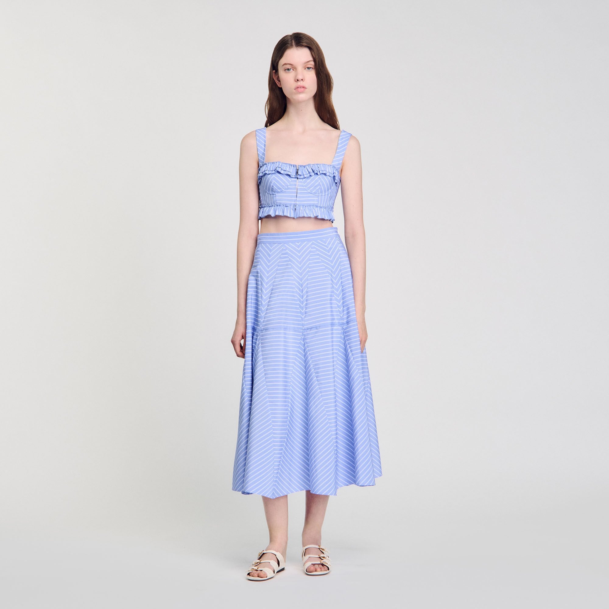 Maxi striped skirt Blu / White Sandro Women