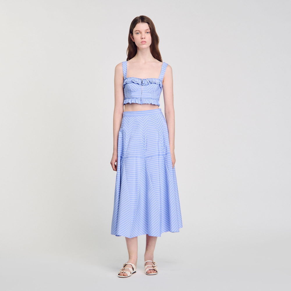 Maxi striped skirt Blu / White Sandro Women