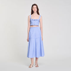 Maxi striped skirt Blu / White Sandro Women