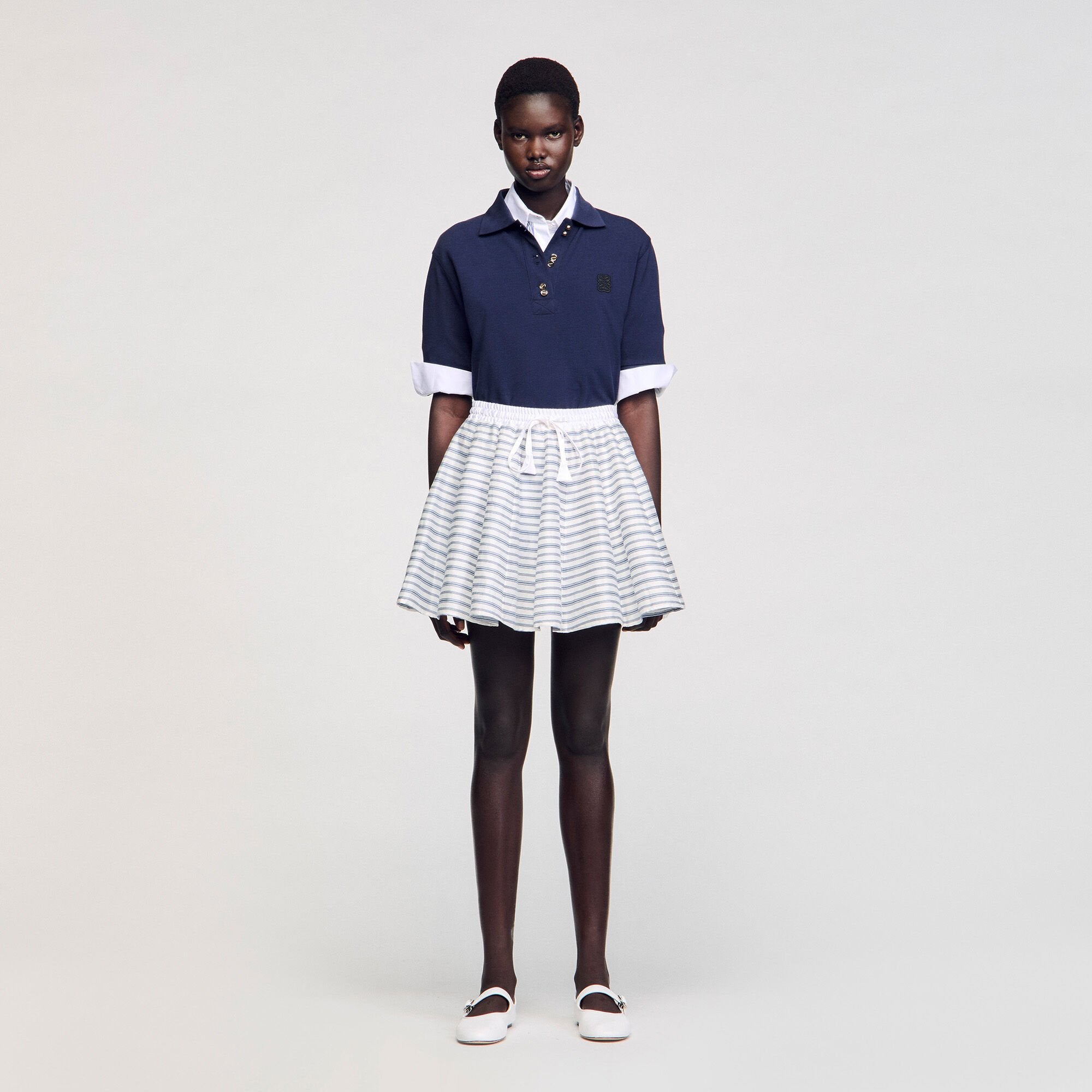 Spiral print skater skirt Blu / White Sandro Women