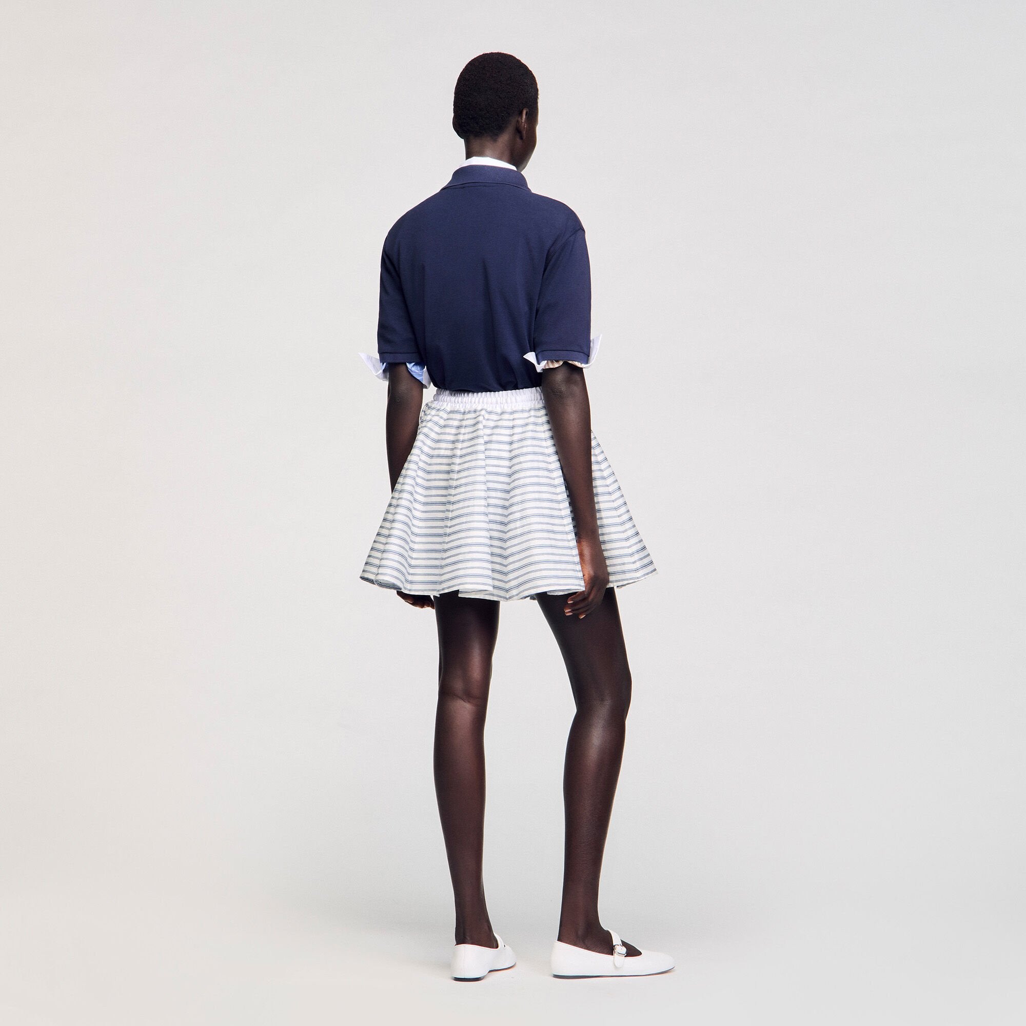 Spiral print skater skirt Blu / White Sandro Women