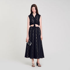 Maxi rhinestone skirt Black Sandro Women