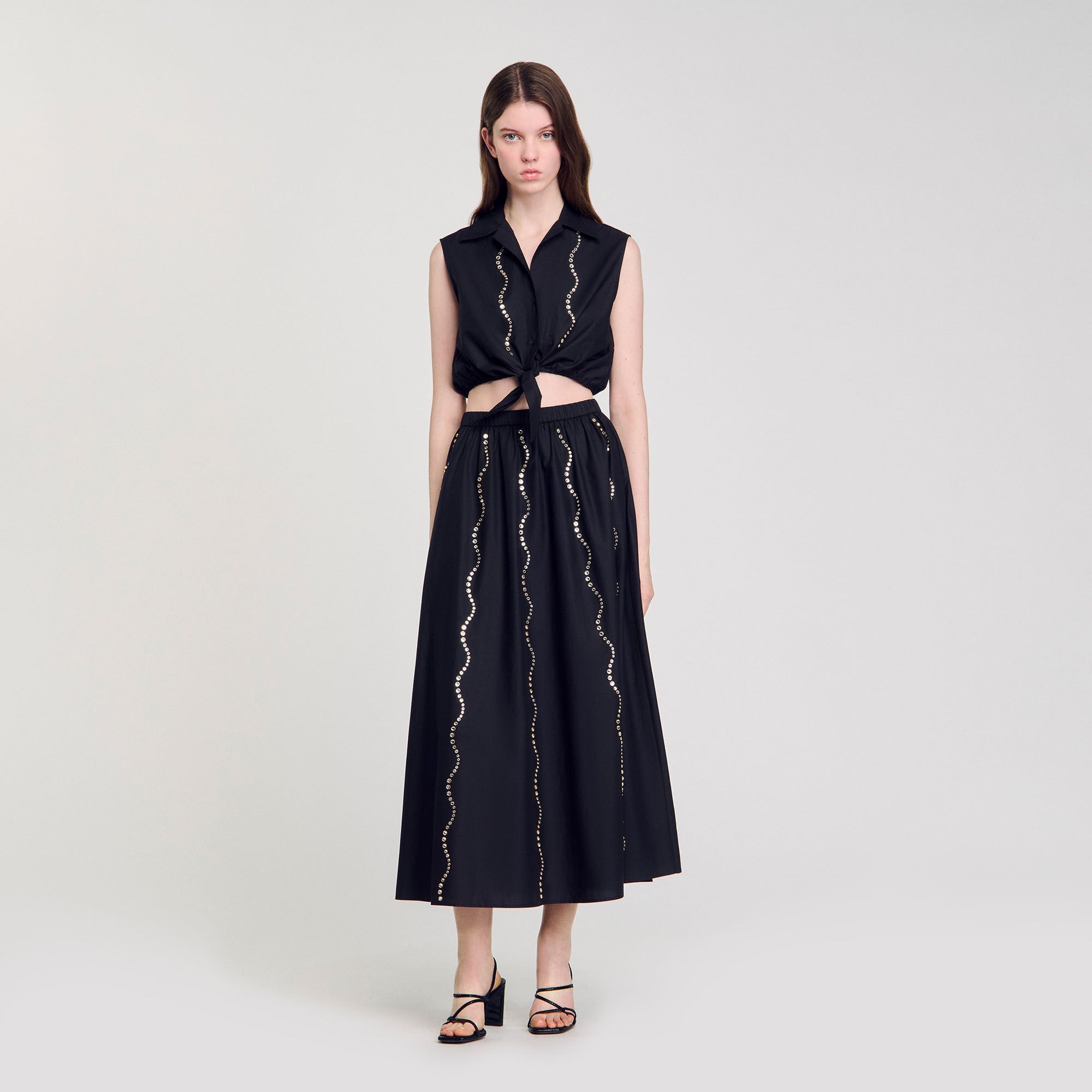 Maxi rhinestone skirt Black Sandro Women