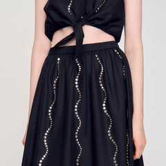 Maxi rhinestone skirt Black Sandro Women