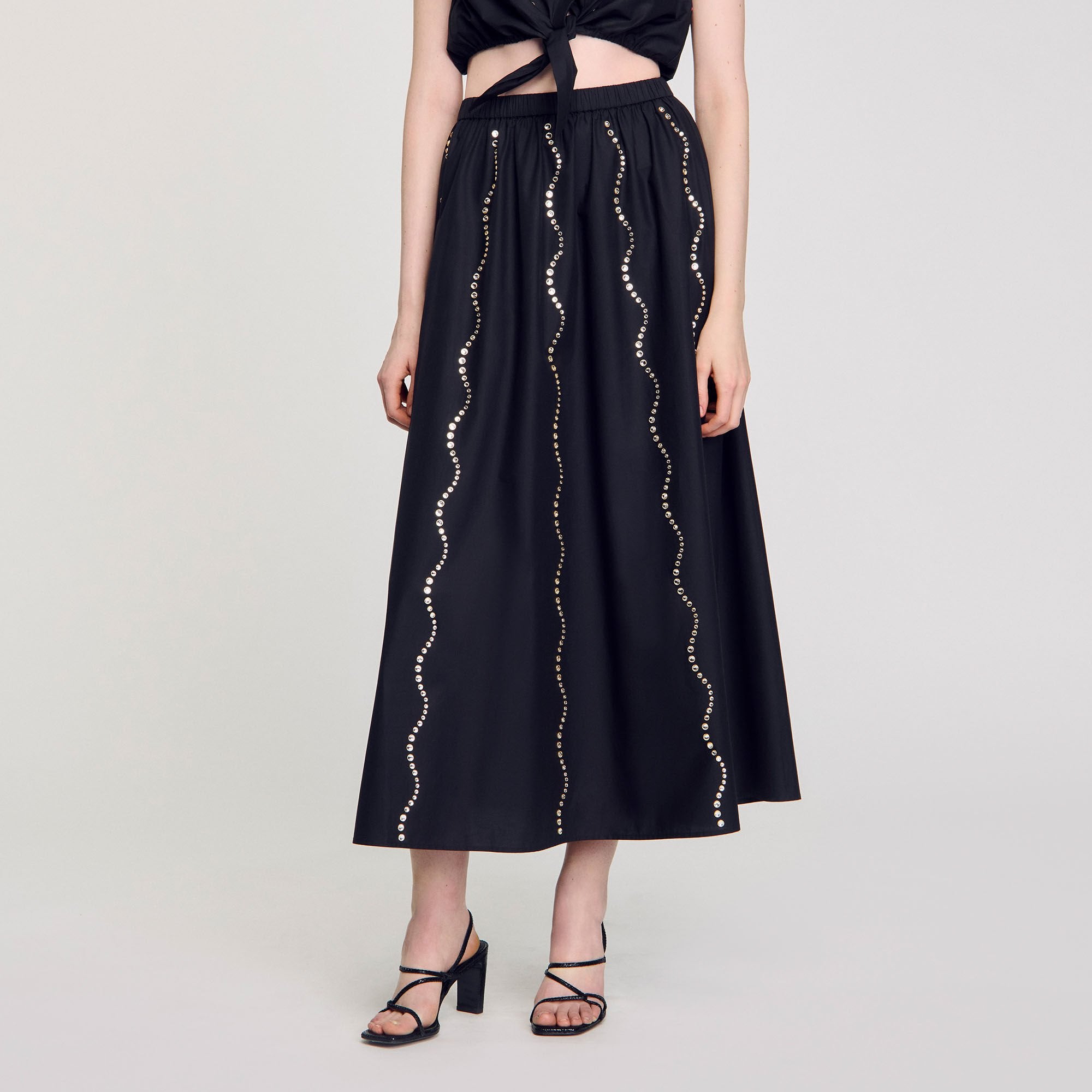 Maxi rhinestone skirt Black Sandro Women