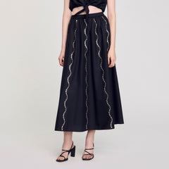 Maxi rhinestone skirt Black Sandro Women