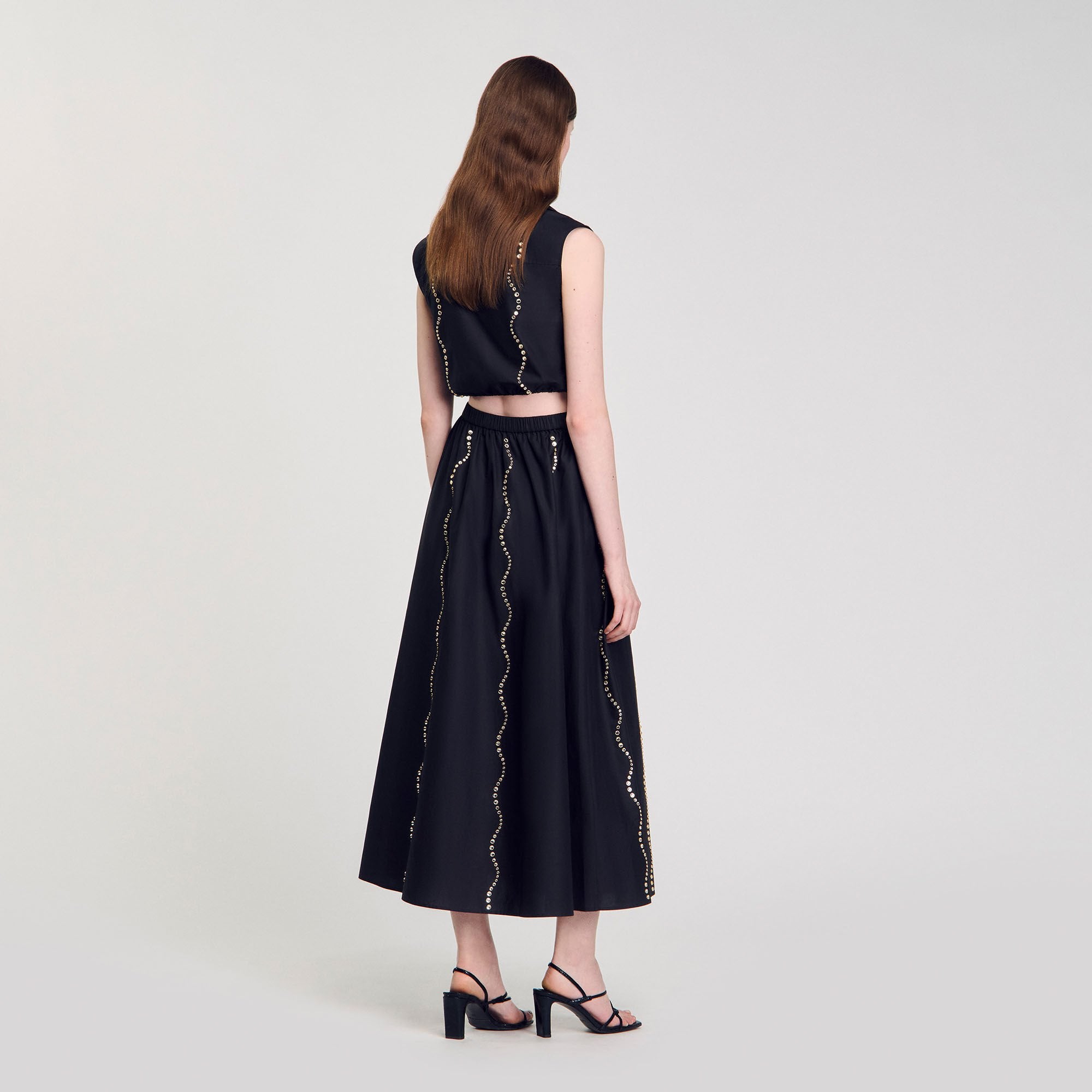 Maxi rhinestone skirt Black Sandro Women