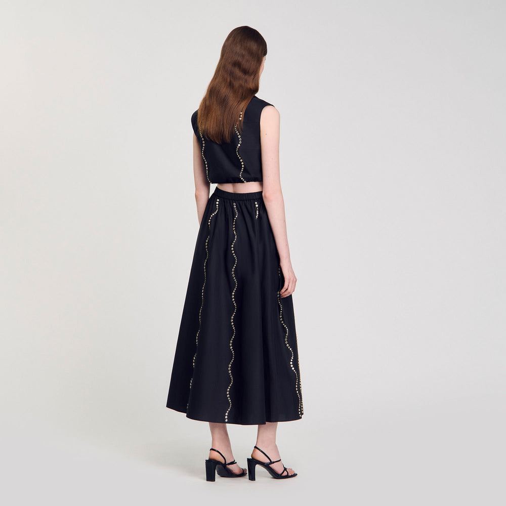Maxi rhinestone skirt Black Sandro Women