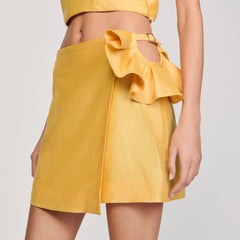 Mini skirt with ruffled detail Straw Sandro Women