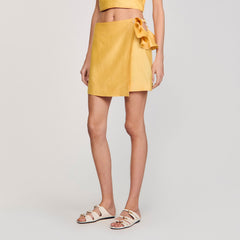 Mini skirt with ruffled detail Straw Sandro Women
