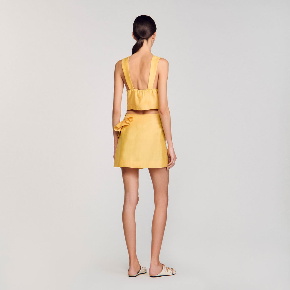 Mini skirt with ruffled detail Straw Sandro Women