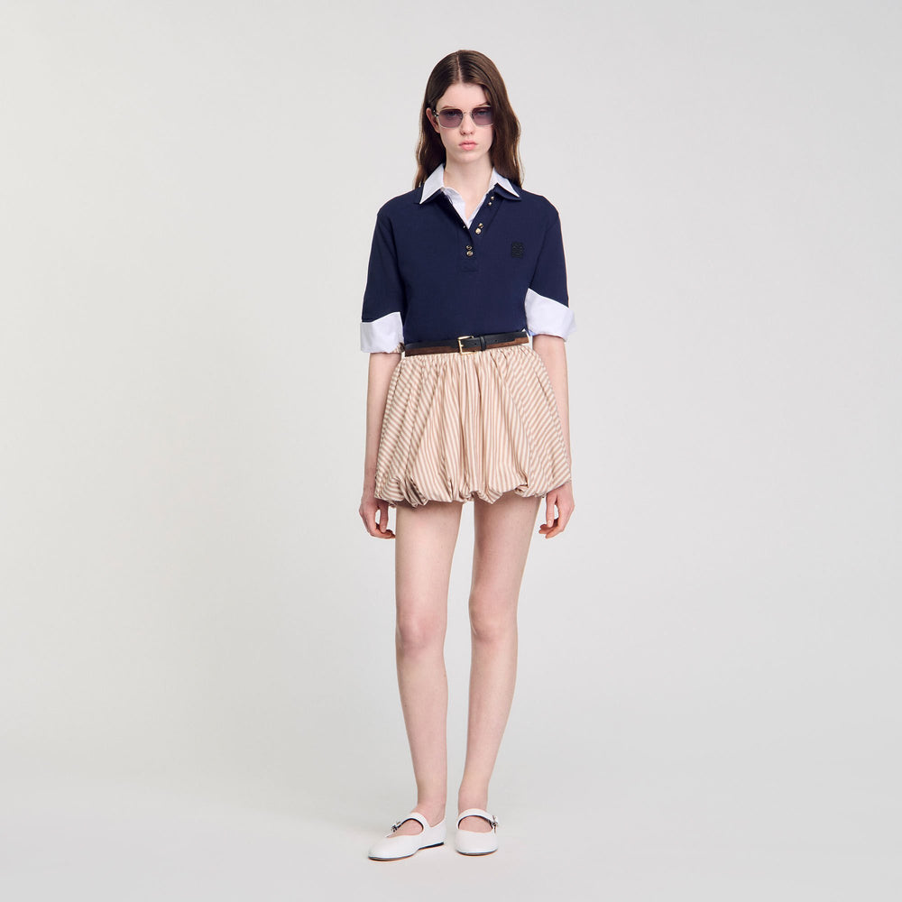 Striped bubble skirt Sand / Camel Sandro Women