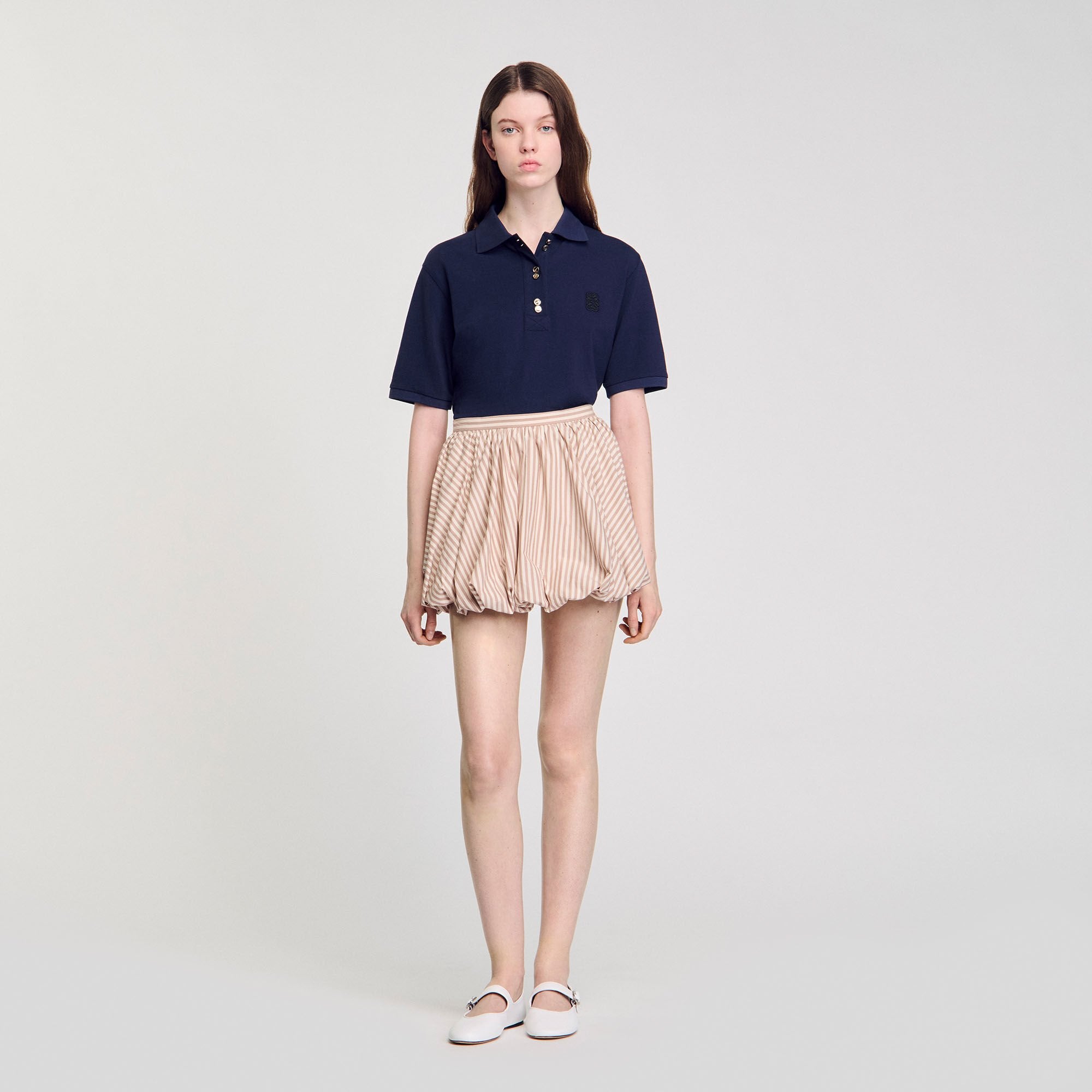 Striped bubble skirt Sand / Camel Sandro Women