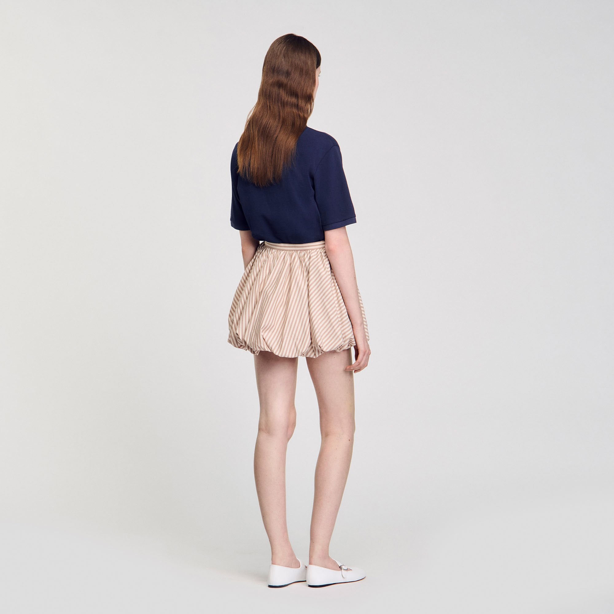 Striped bubble skirt Sand / Camel Sandro Women