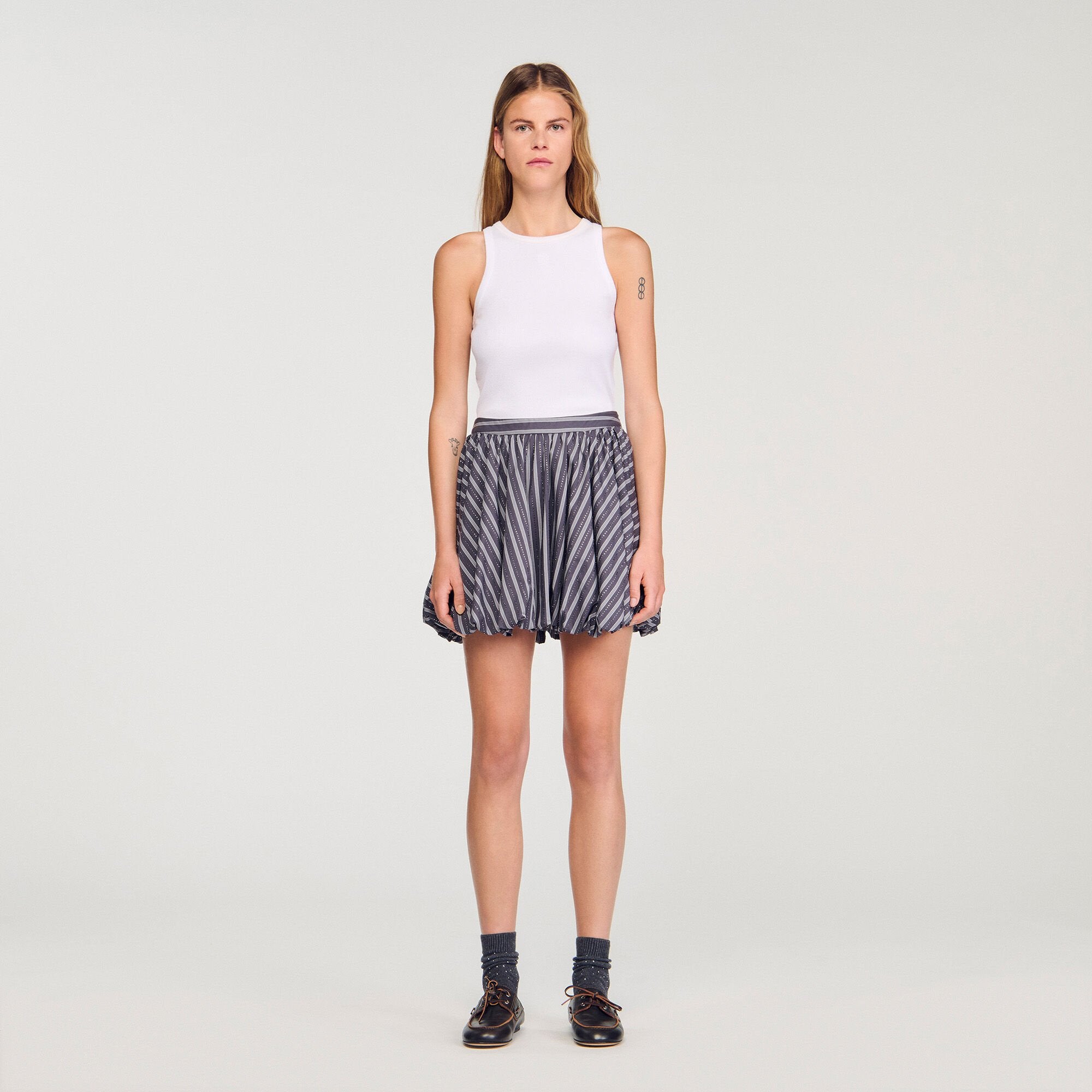 Striped rhinestone bubble skirt Grey Sandro Women