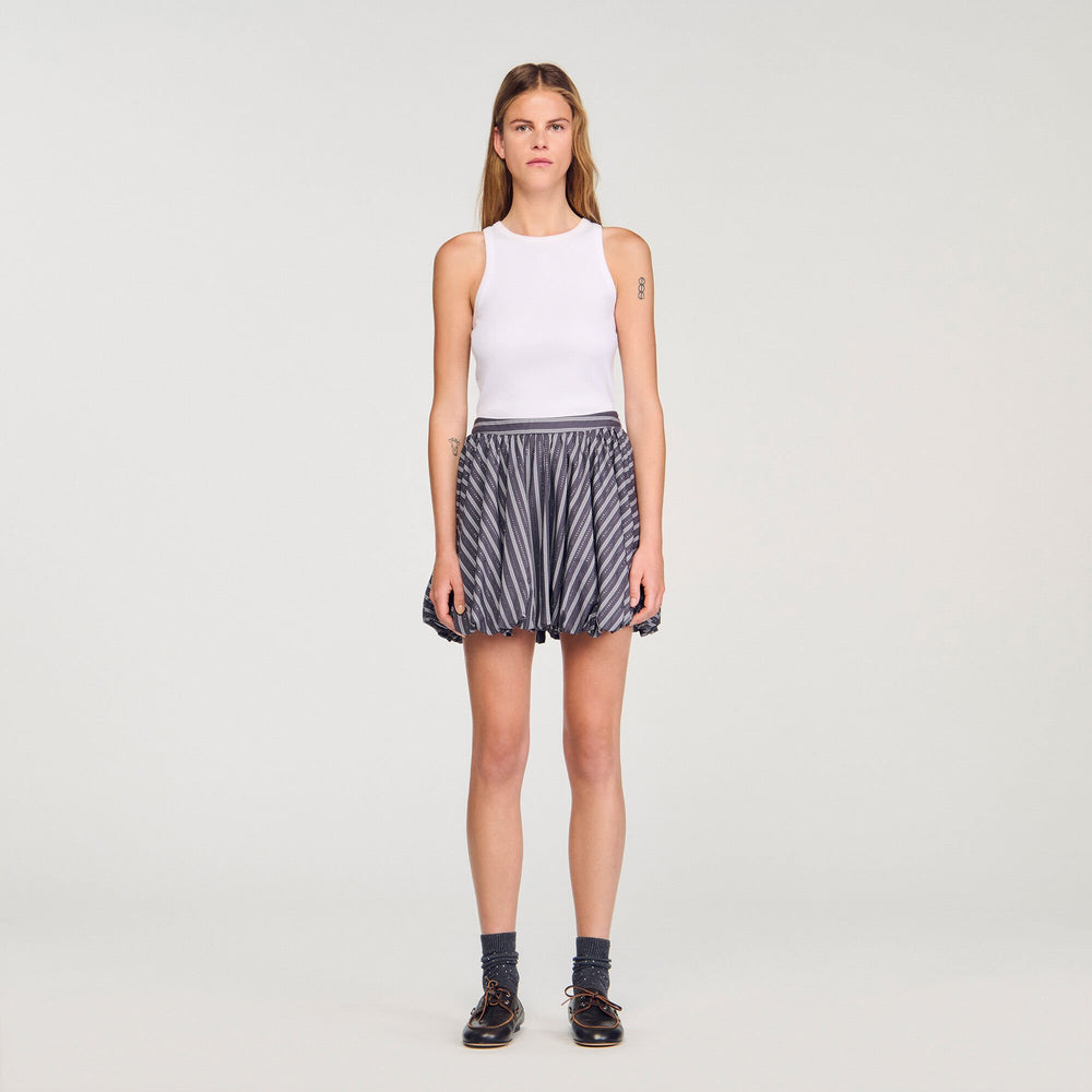 Striped rhinestone bubble skirt Grey Sandro Women