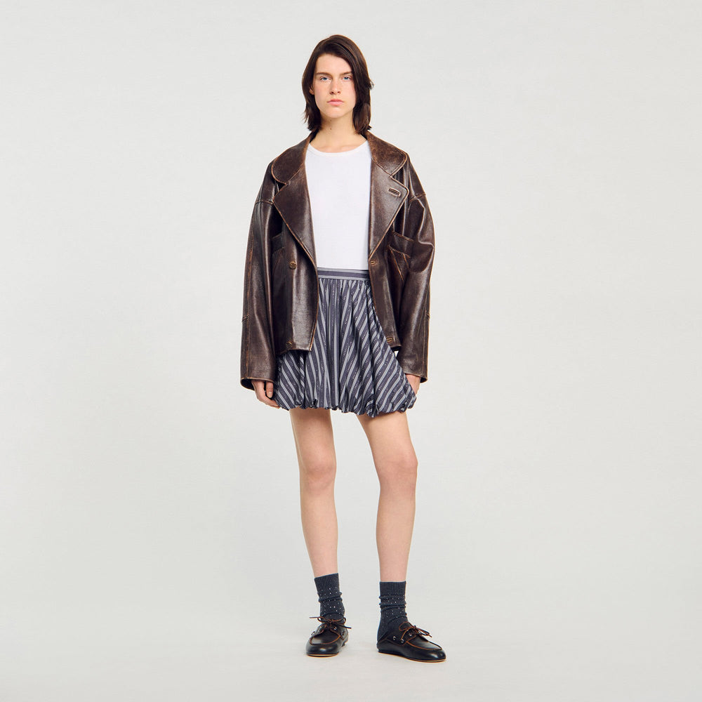 Striped rhinestone bubble skirt Grey Sandro Women