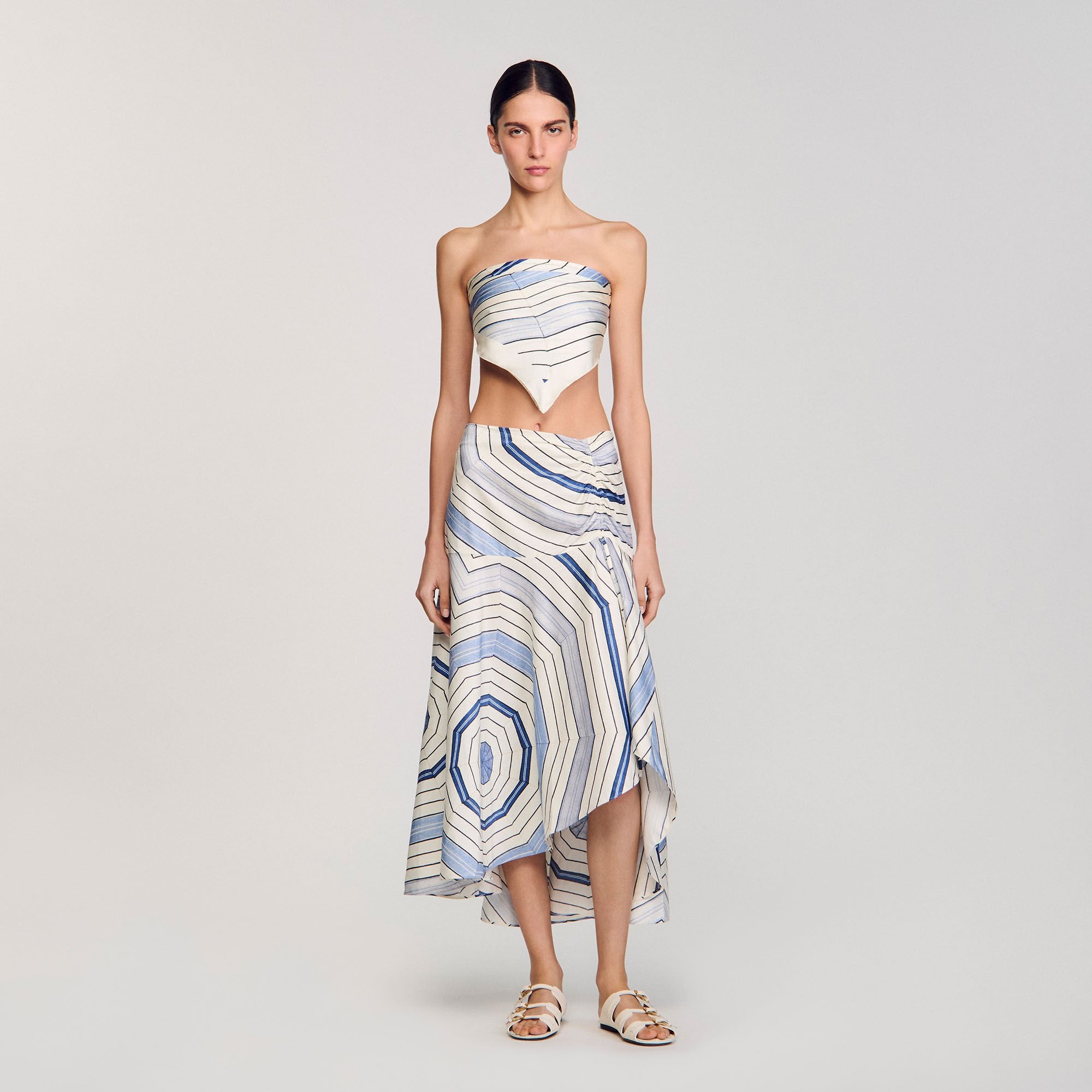 Spiral-motif maxi skirt Sky Blue Sandro Women