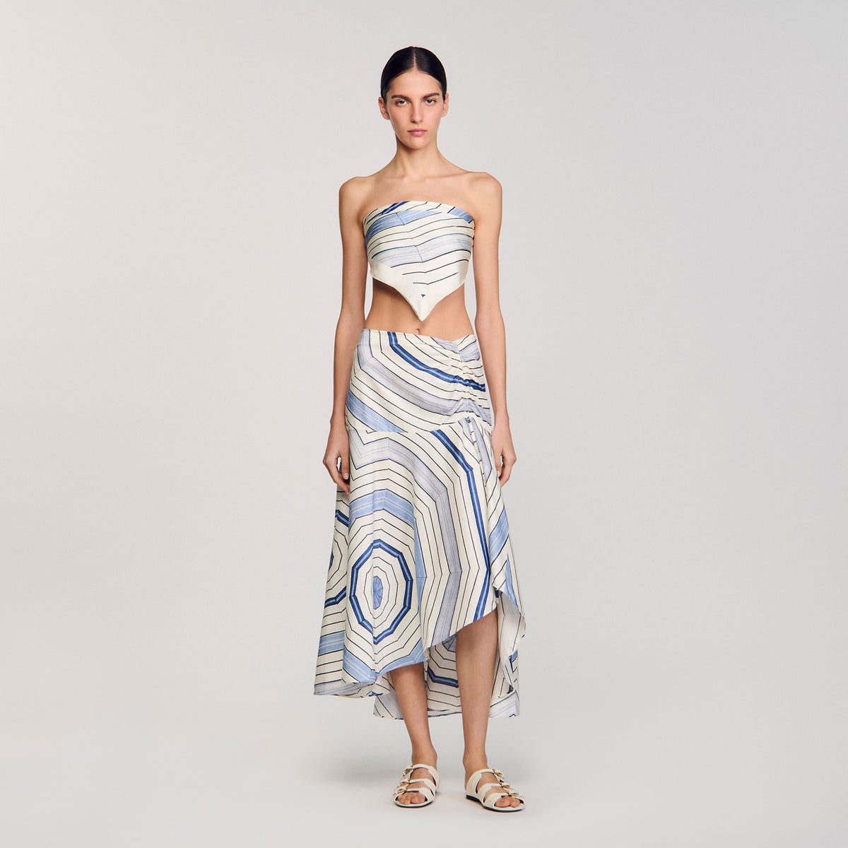 Spiral-motif maxi skirt Sky Blue Sandro Women