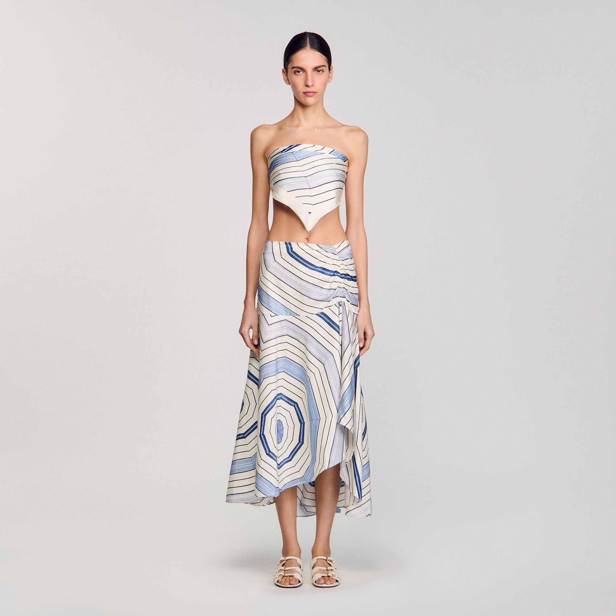 Spiral-motif maxi skirt Sky Blue Sandro Women