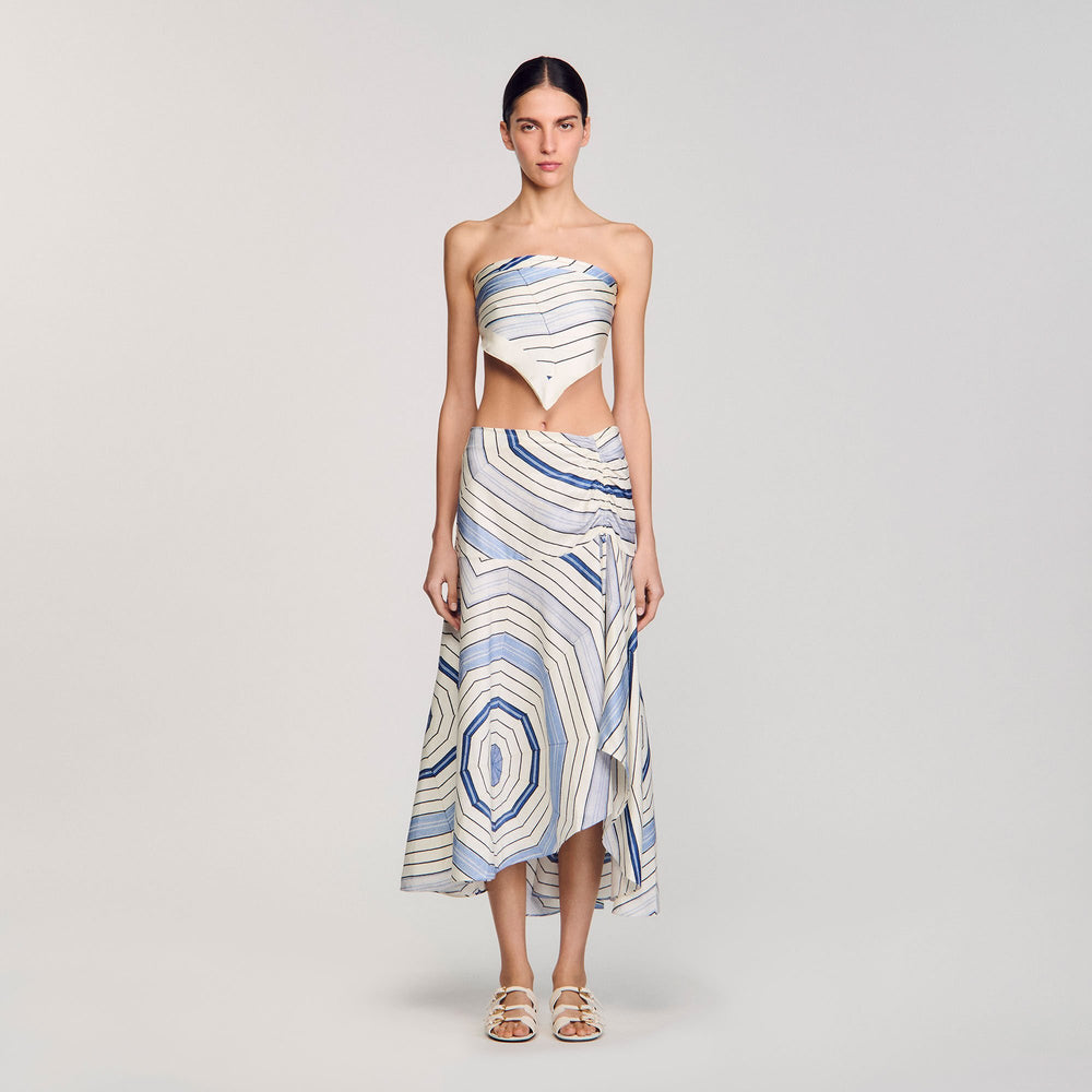Spiral-motif maxi skirt Sky Blue Sandro Women