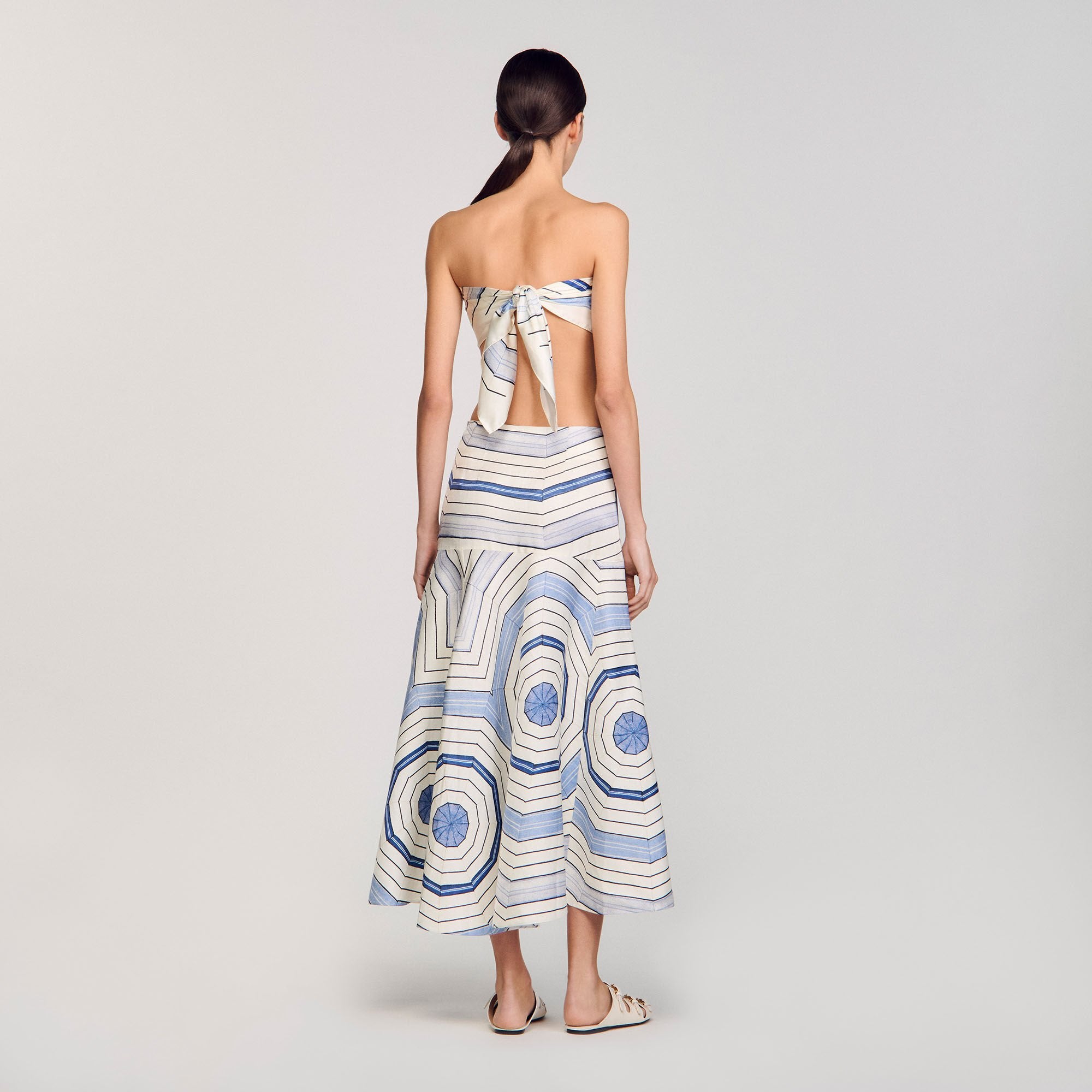 Spiral-motif maxi skirt Sky Blue Sandro Women