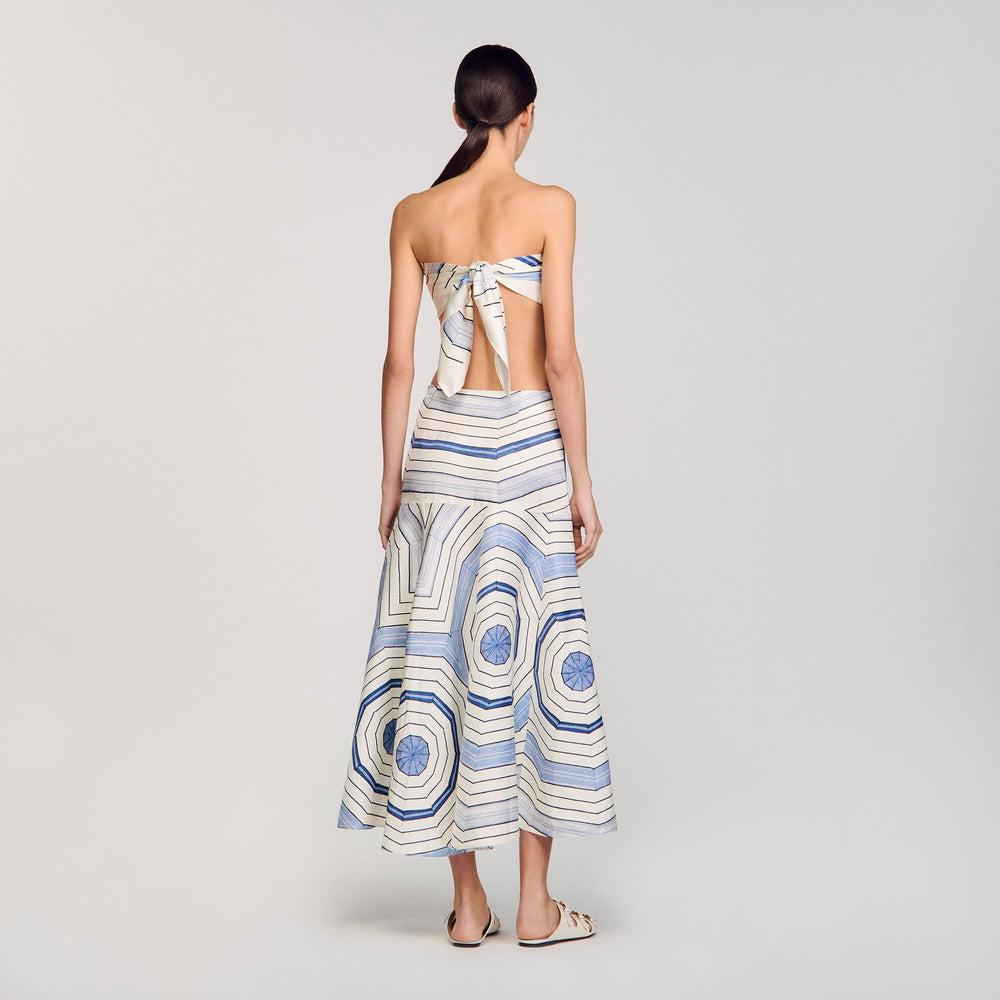Spiral-motif maxi skirt Sky Blue Sandro Women