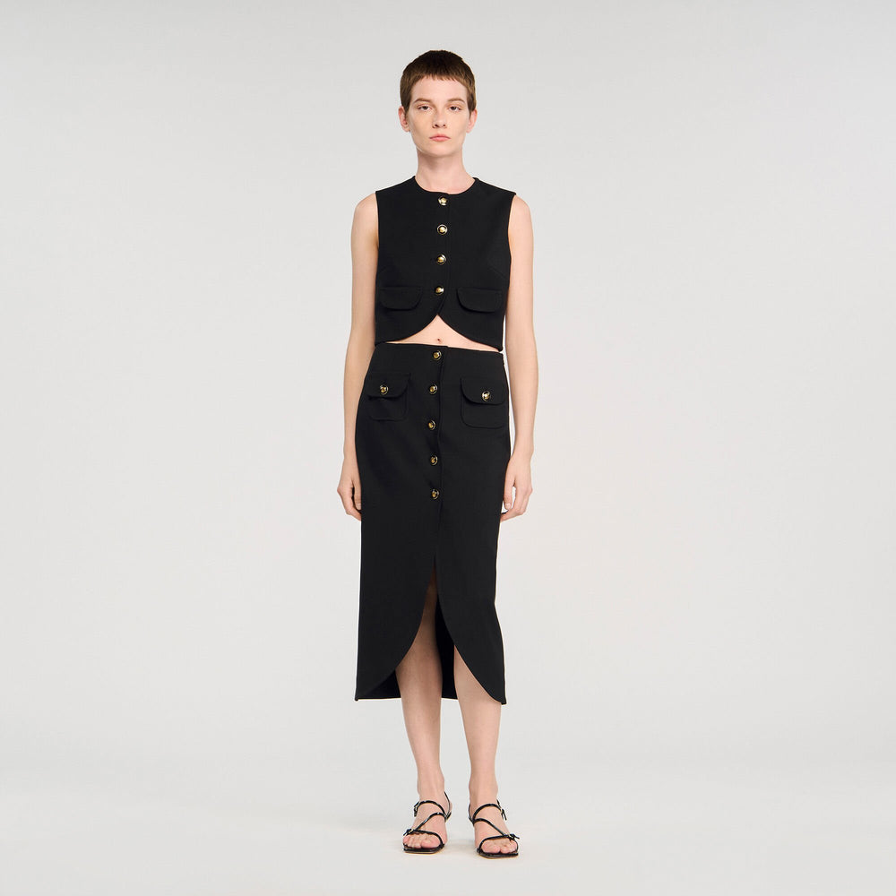 Buttoned midi skirt Black Sandro Women