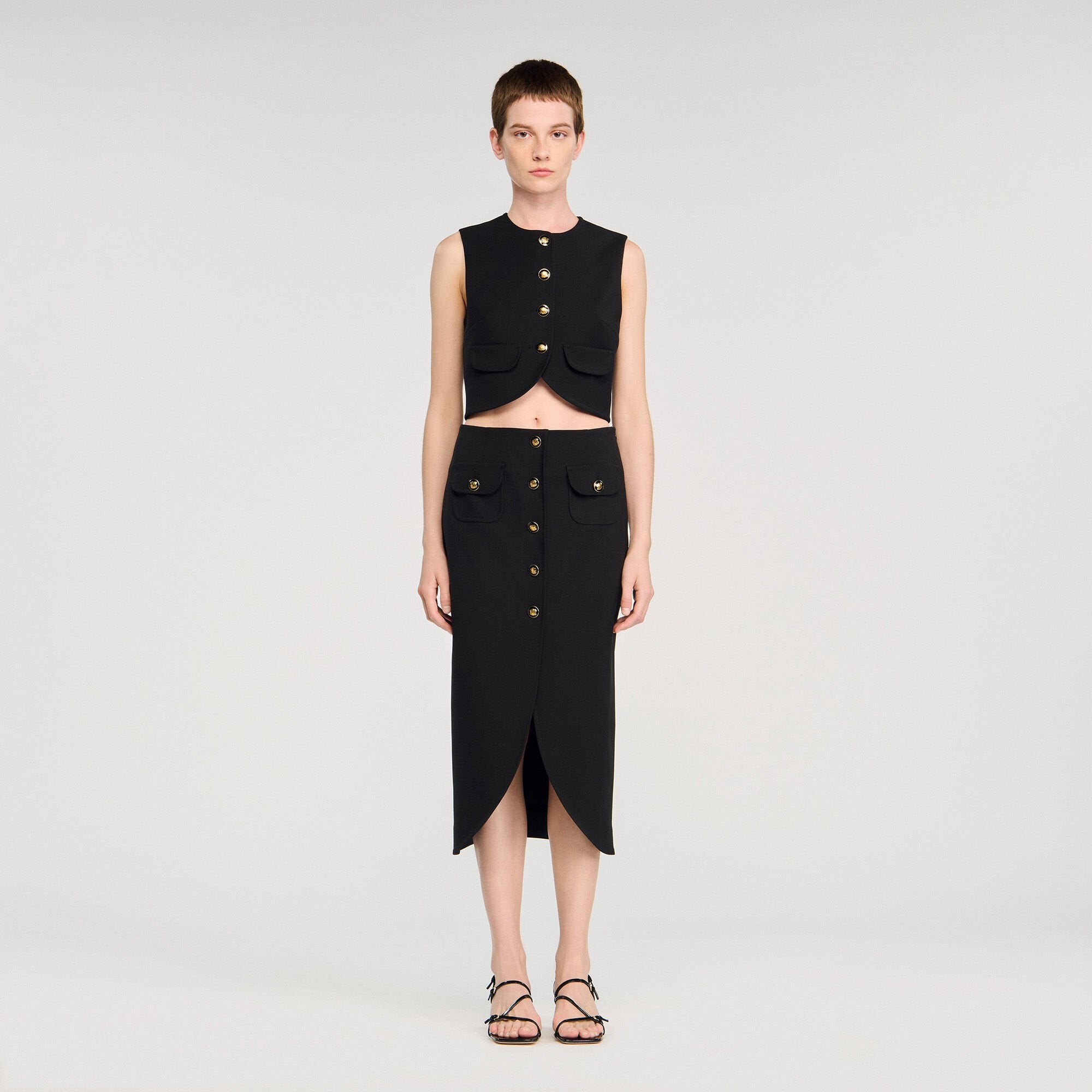Buttoned midi skirt Black Sandro Women