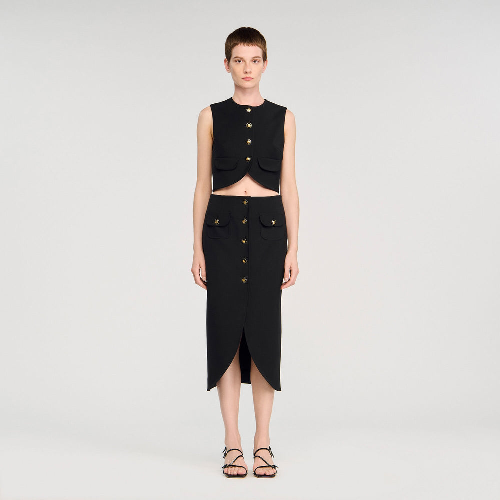 Buttoned midi skirt Black Sandro Women