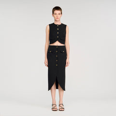 Buttoned midi skirt Black Sandro Women