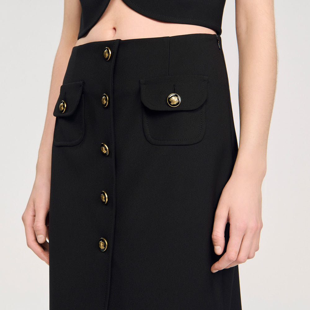 Buttoned midi skirt Black Sandro Women