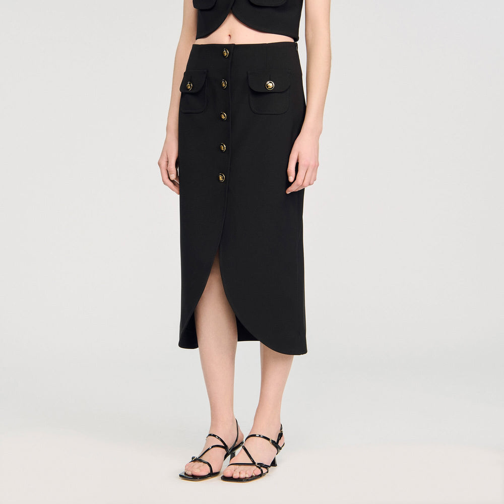 Buttoned midi skirt Black Sandro Women