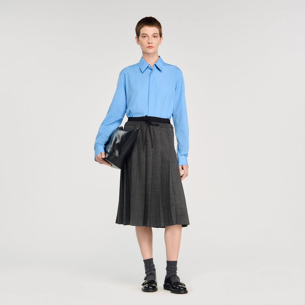 Midi pleated rhinestone skirt Grey / Brown Sandro Women