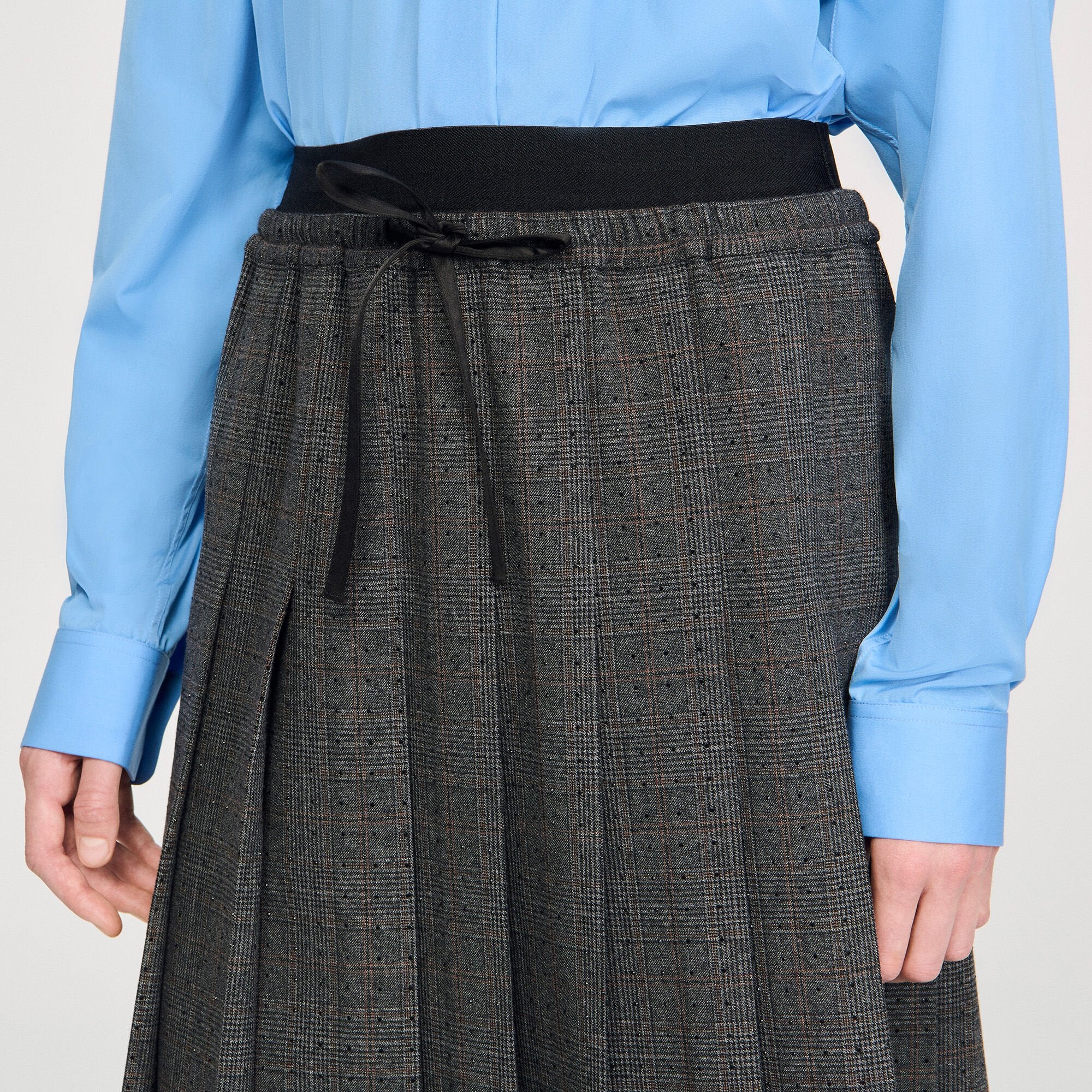 Midi pleated rhinestone skirt Grey / Brown Sandro Women