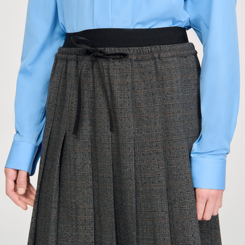 Midi pleated rhinestone skirt Grey / Brown Sandro Women