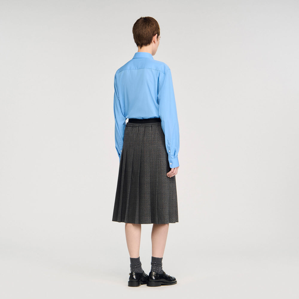 Midi pleated rhinestone skirt Grey / Brown Sandro Women
