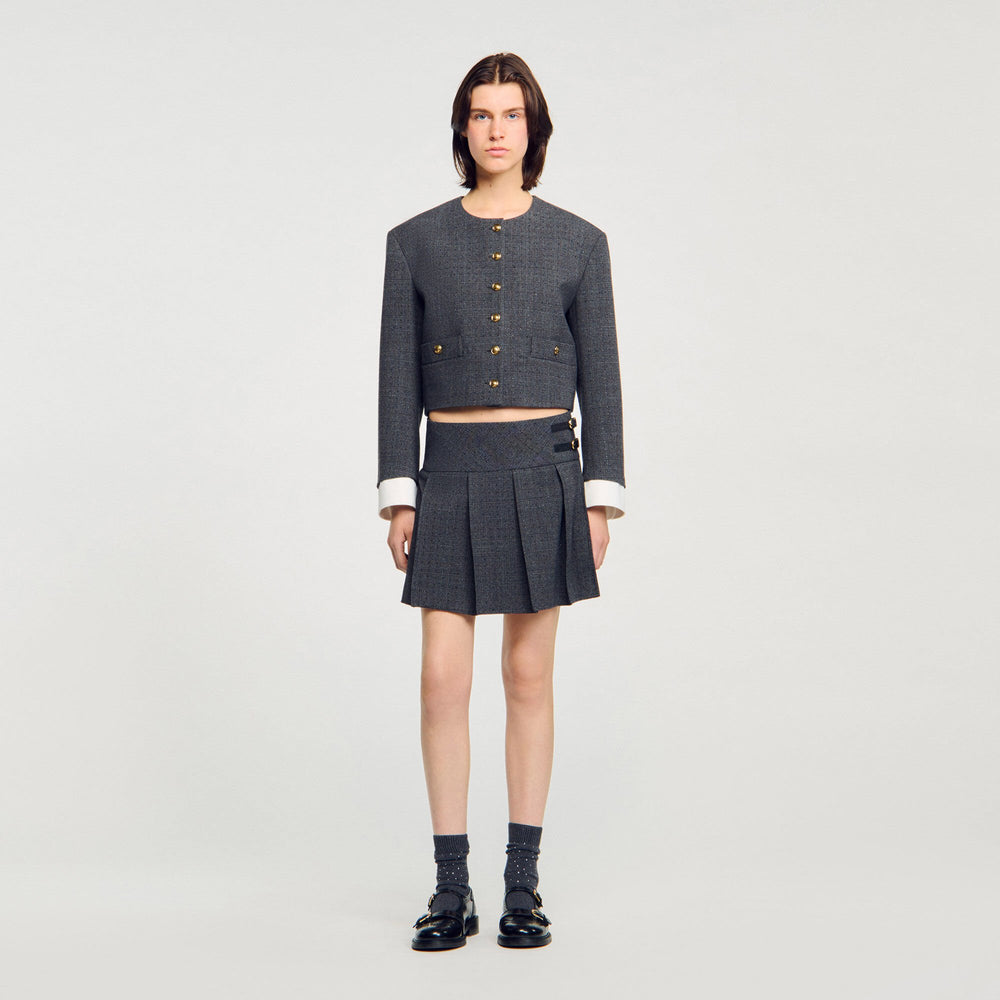 Mini rhinestone suit skirt Grey / Brown Sandro Women