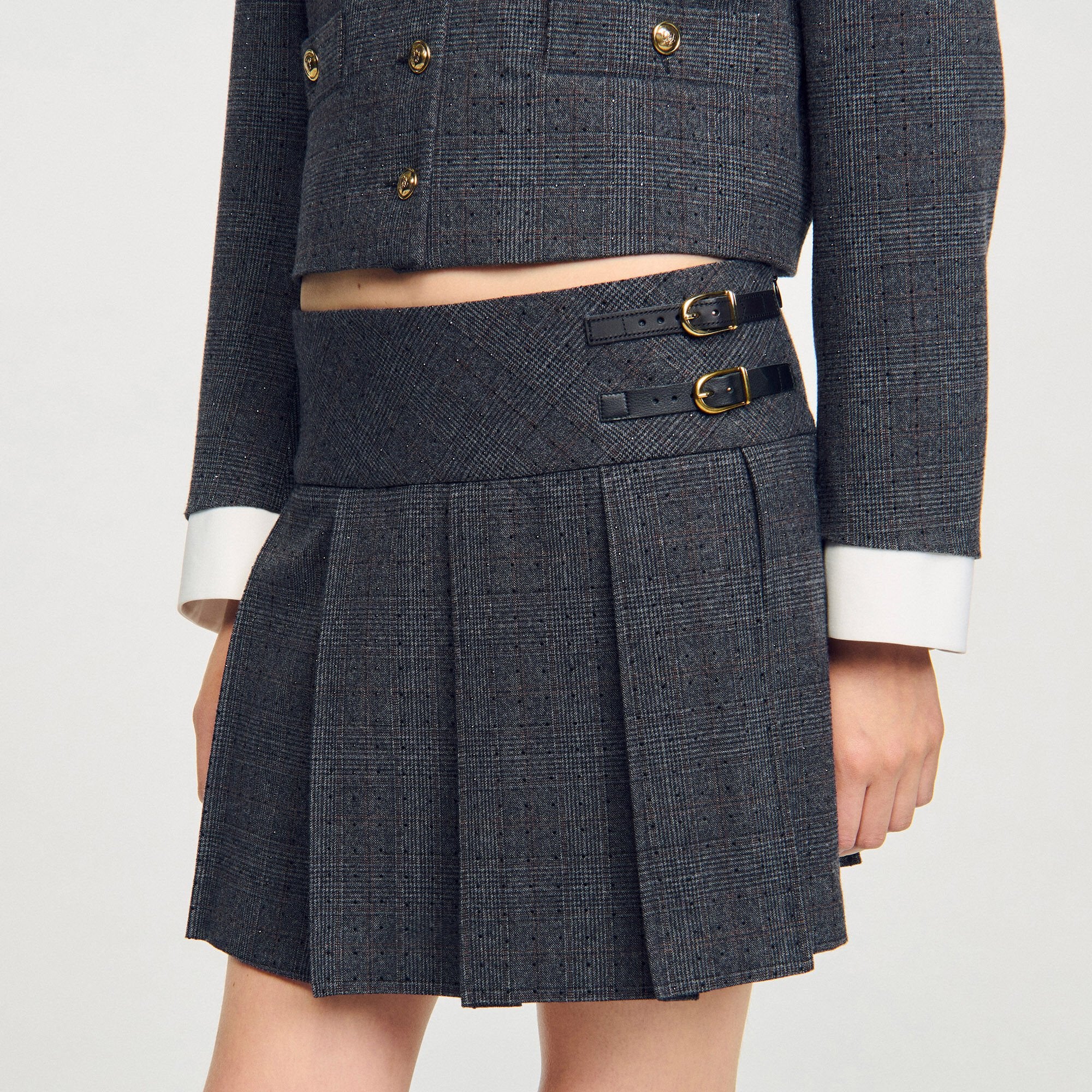 Mini rhinestone suit skirt Grey / Brown Sandro Women
