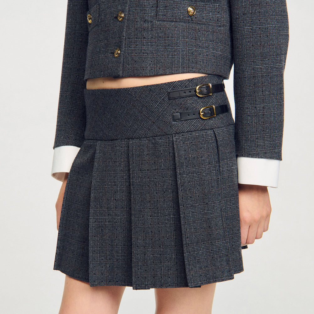 Mini rhinestone suit skirt Grey / Brown Sandro Women