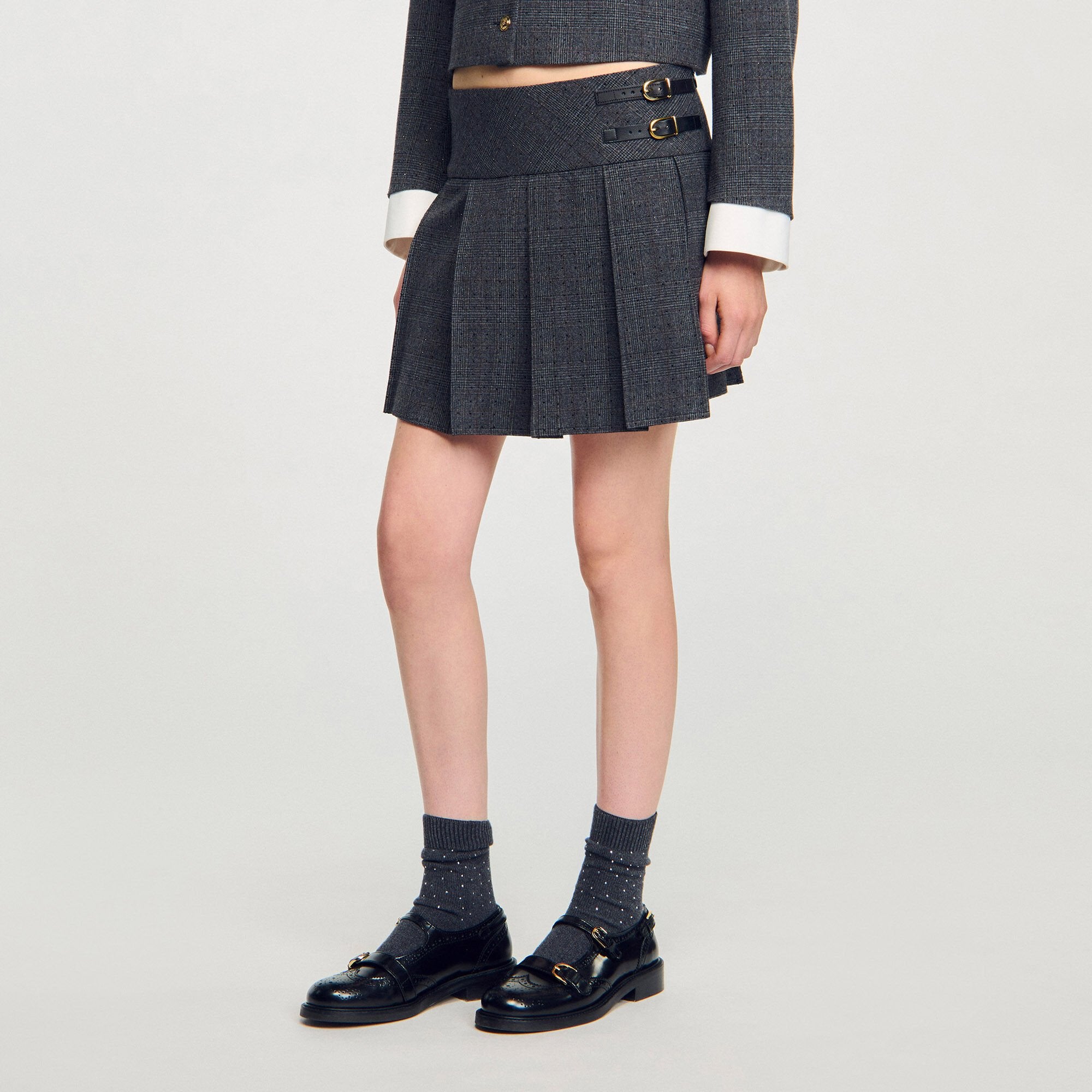 Mini rhinestone suit skirt Grey / Brown Sandro Women