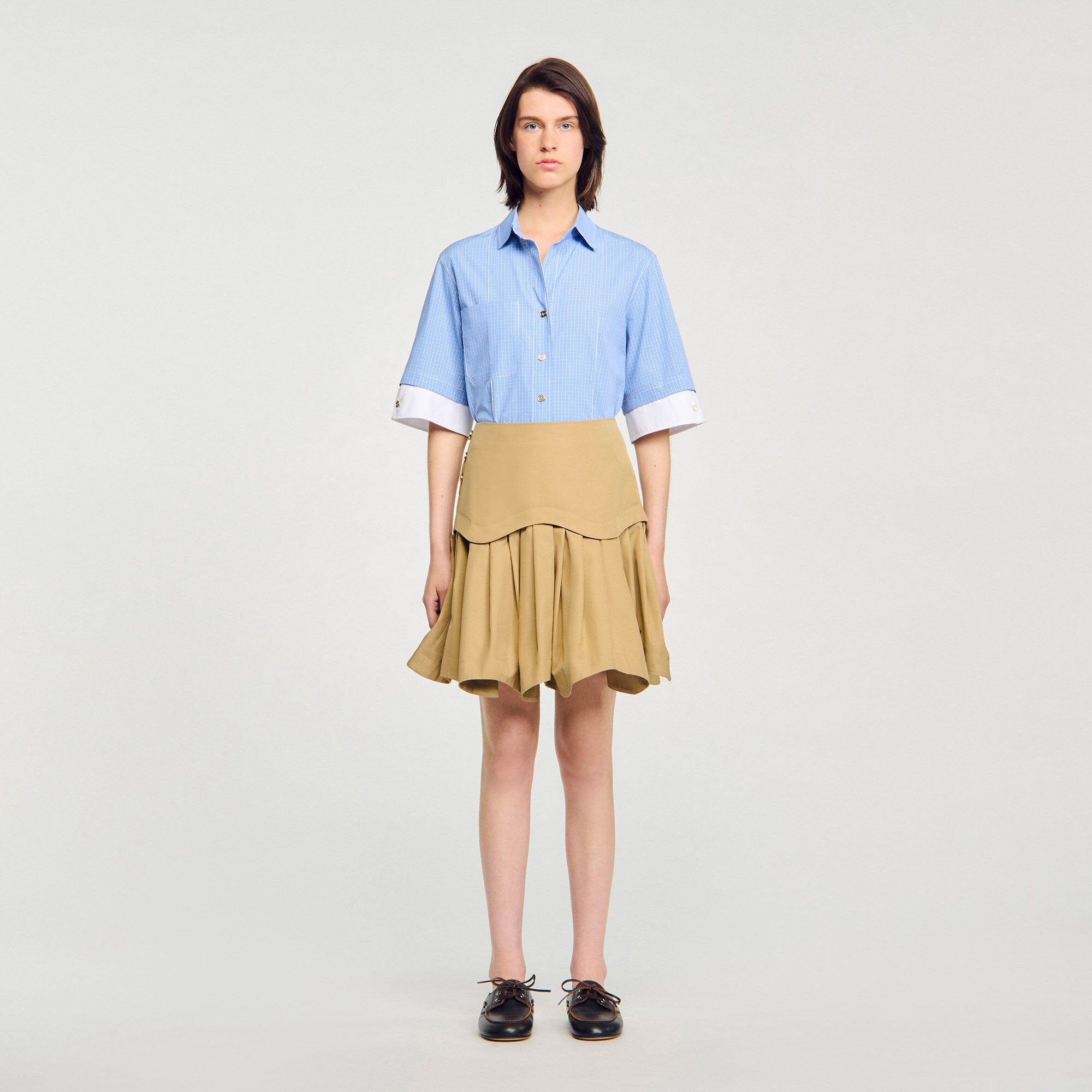 Mini flared pleated skirt Beige Sandro Women