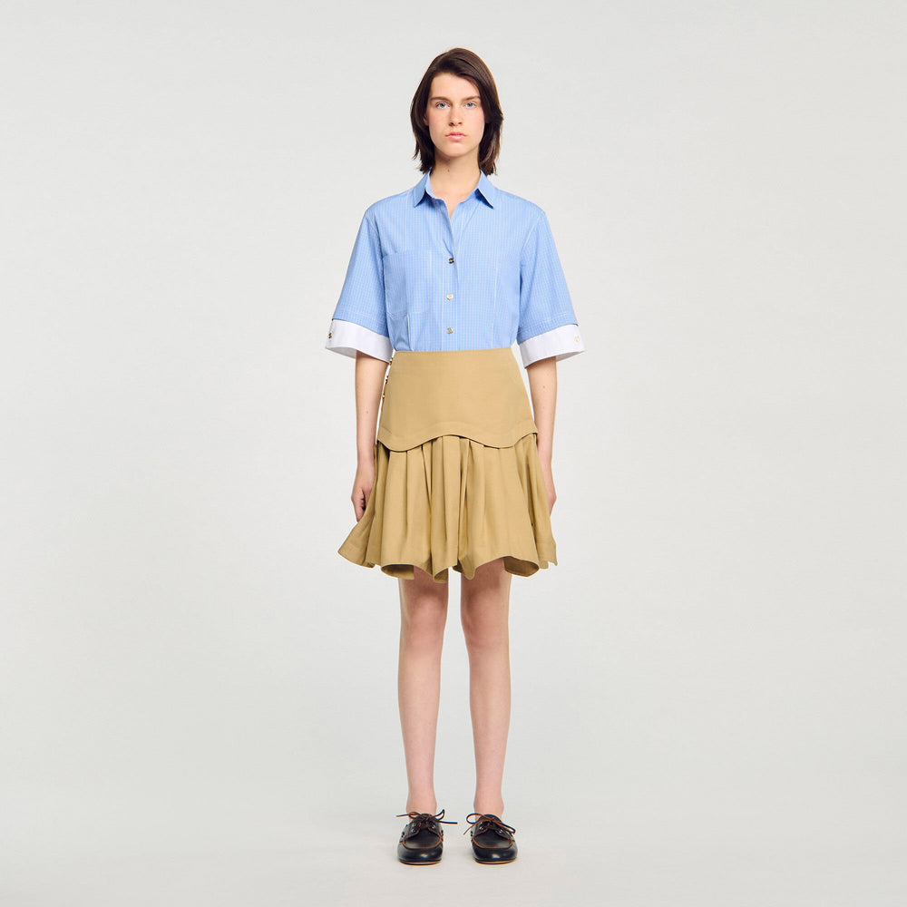 Mini flared pleated skirt Beige Sandro Women